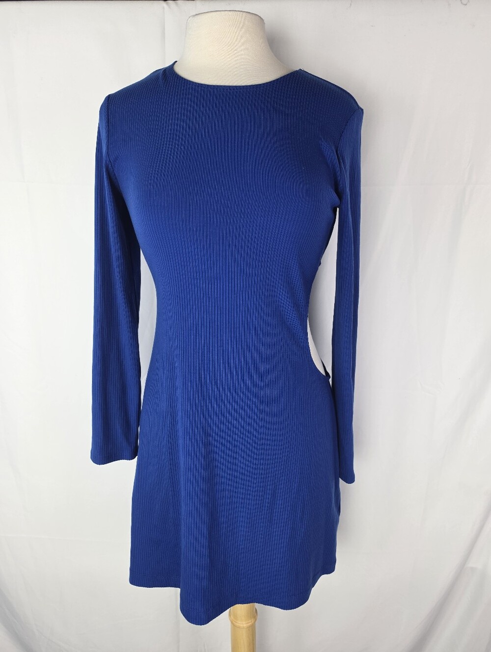 Reformation Cutout Mini Dress XL Blue Long Sleeves Bodycon Party Y2K Cocktail